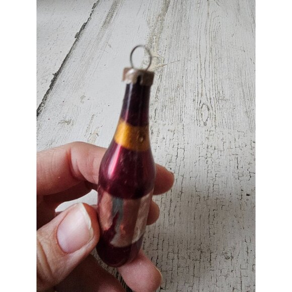 Antique vintage wine champagne glass mercury ornament Mini Xmas tree maroon re - Picture 5 of 8